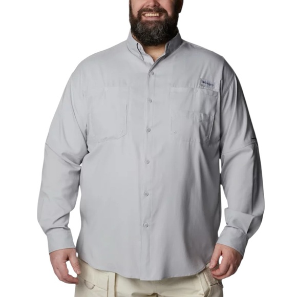 Columbia PFG Tamiami II Long Sleeve Angler’s Fishing Shirt in Cool Gray - Picture 1 of 12